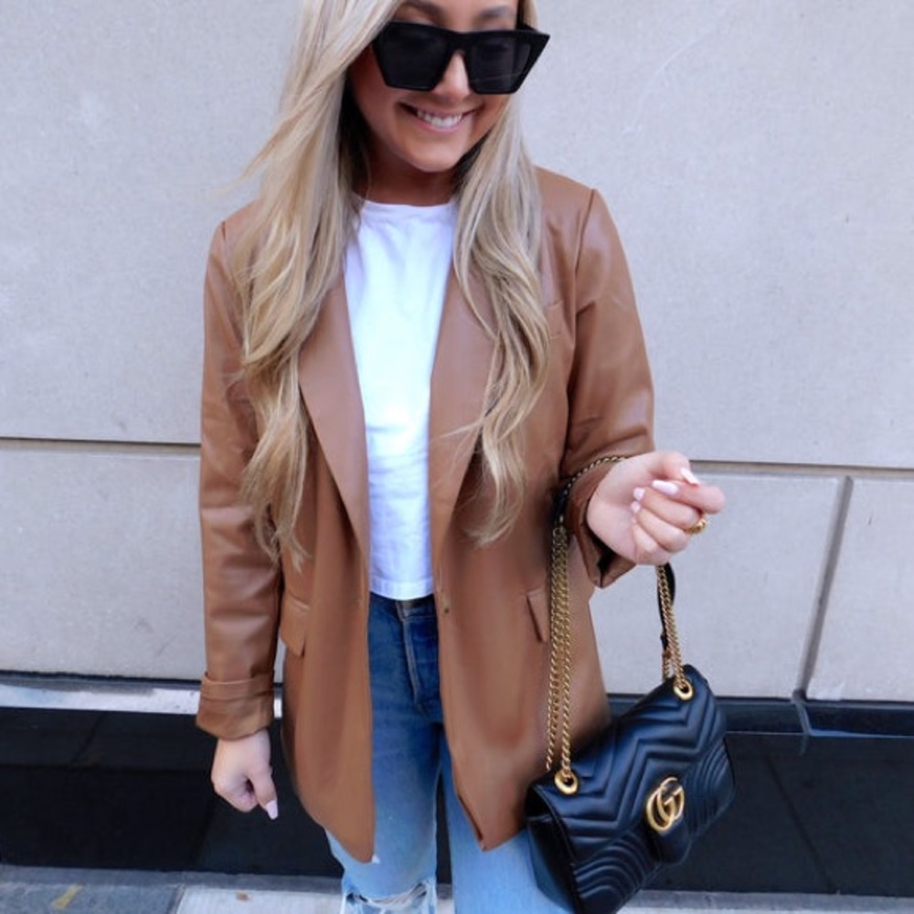 Faux Leather Blazer